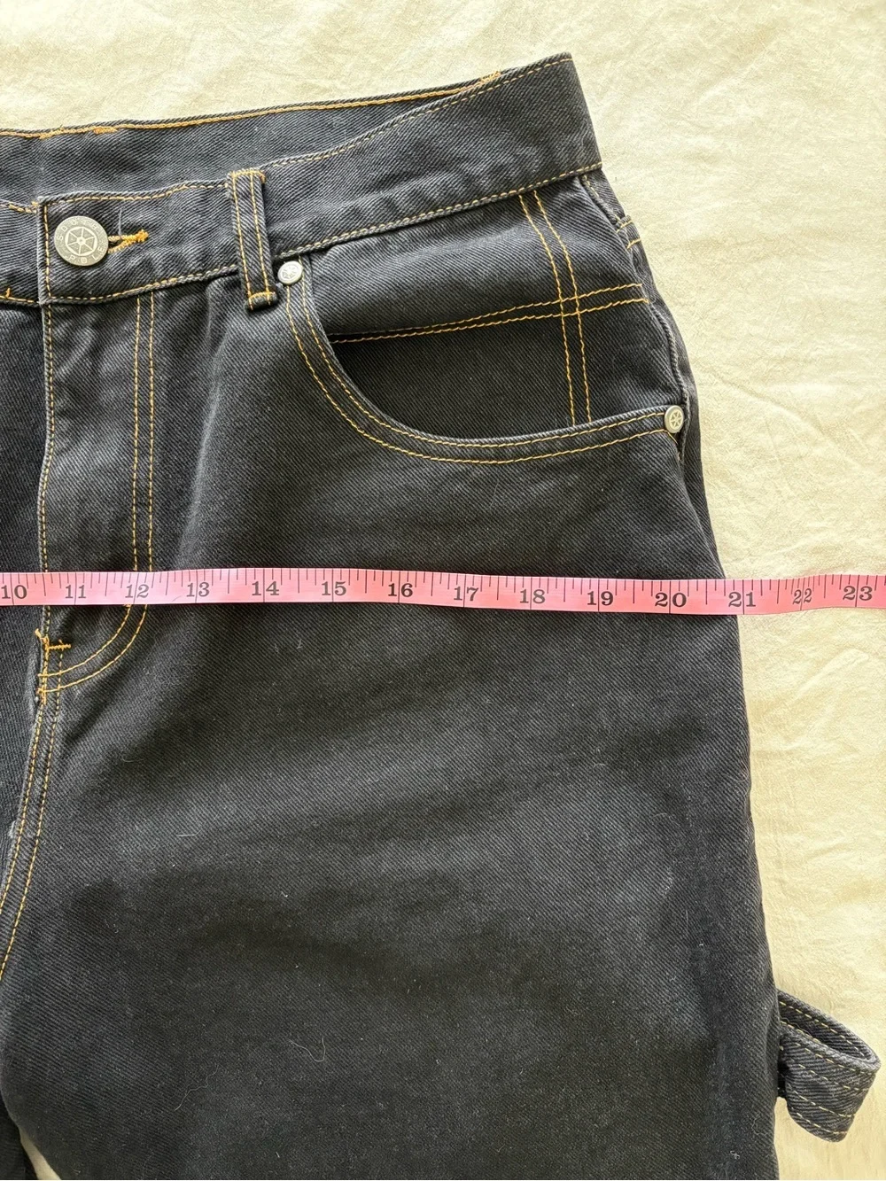 South Pole Men's Black Baggy Jeans with Red Embroidery Medium